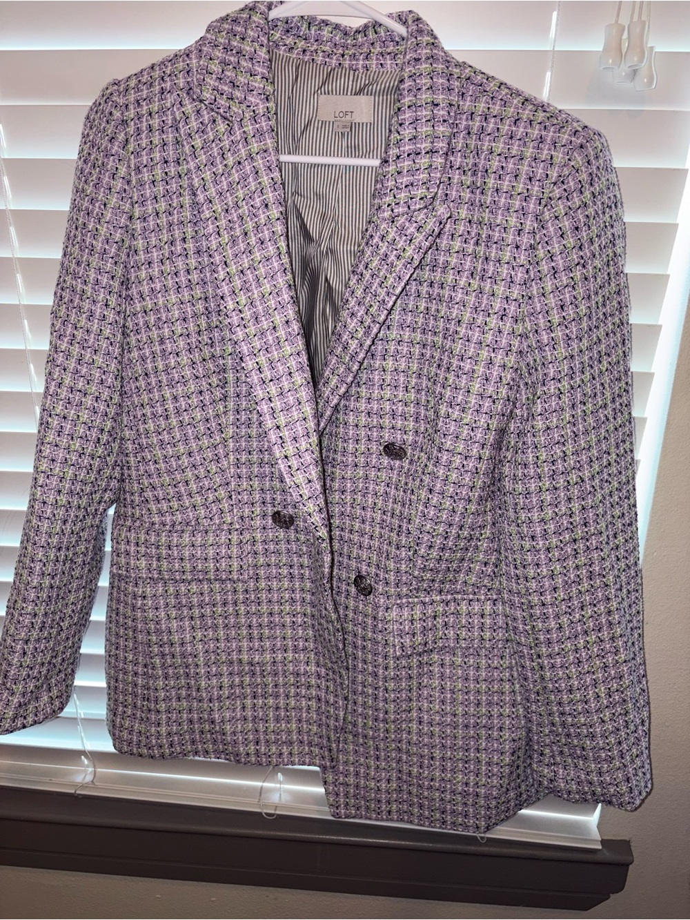 LOFT Lavender & Green Tweed Double-Breasted Blazer. NEVER WORN